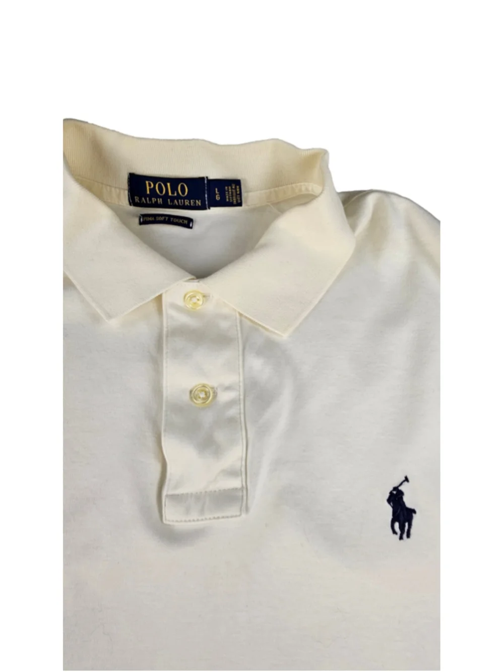 Polo Ralph Lauren Pima Soft Touch Polo Shirt Mens L ivory Cream Pony